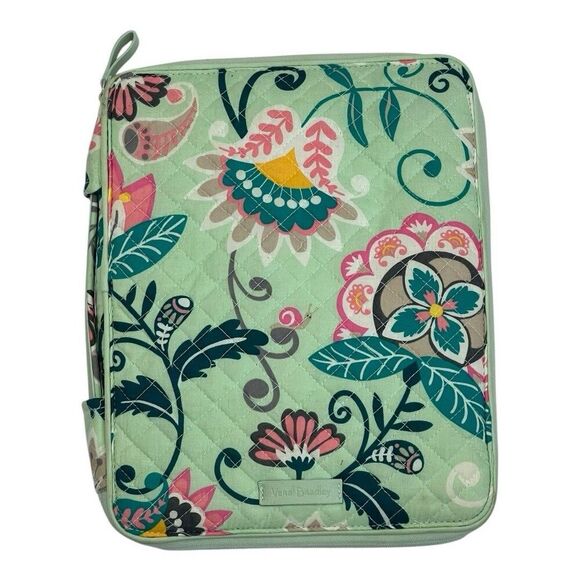 Vera Bradley Mint Pink Floral Zip Around Notepad Folio - Picture 1 of 6